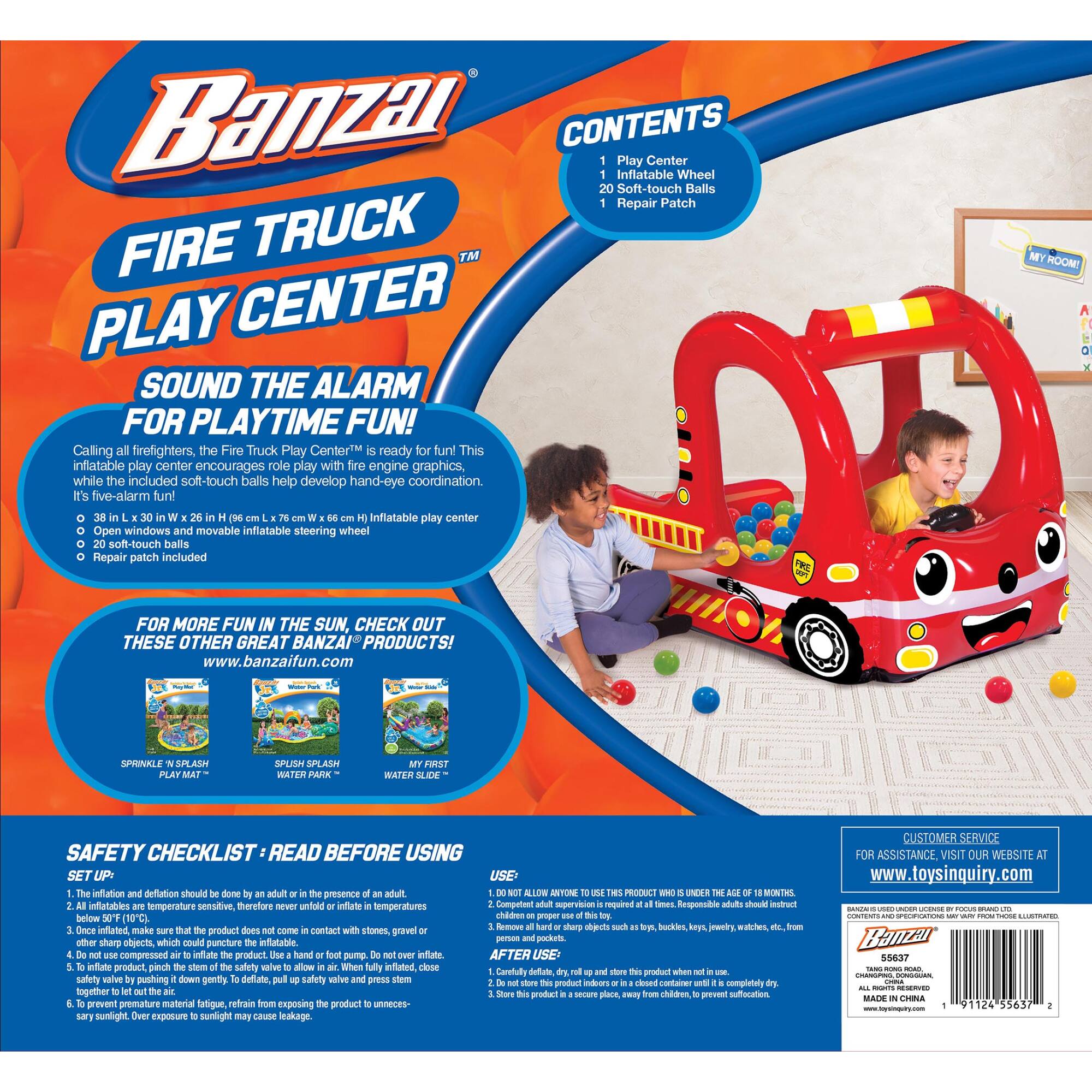 Banzai Rescue Fire Team Play Center Ball Pit With 20 Balls